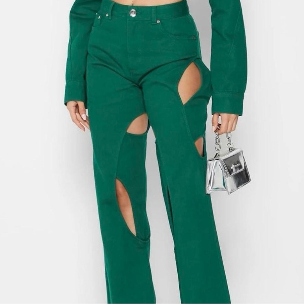Maniere De Voir Green Cut-Out Pants